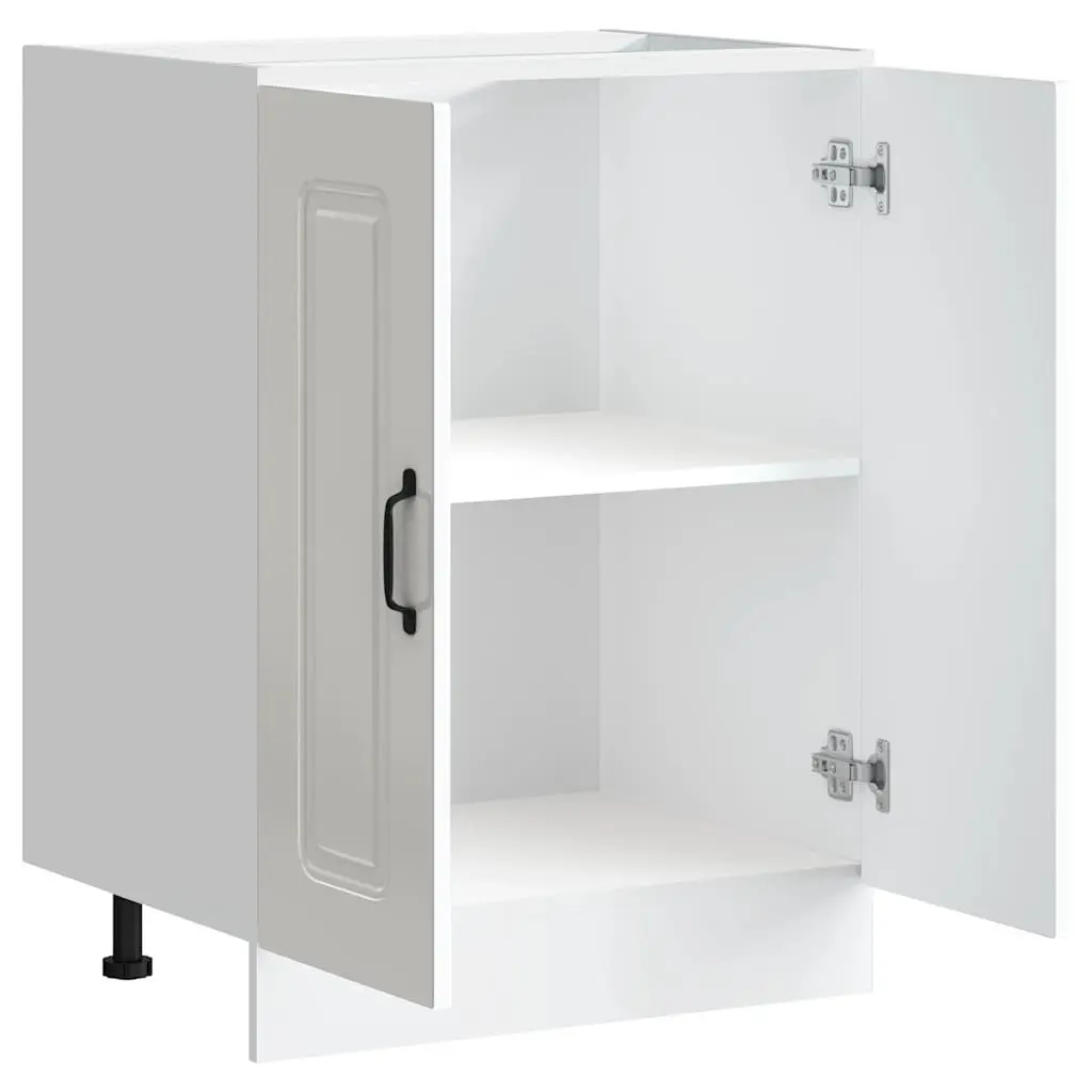 White Engineered Wood Sink Base Cabinet for Kitchen Storage with Concealing Doors 60x46x81.5cm