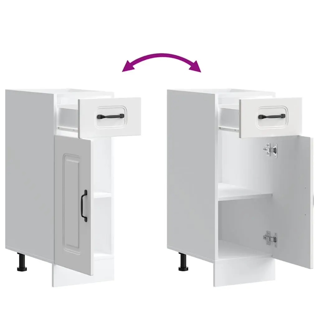 Kitchen Base Cabinet Adjustable Feet White Engineered Wood Storage Cupboard