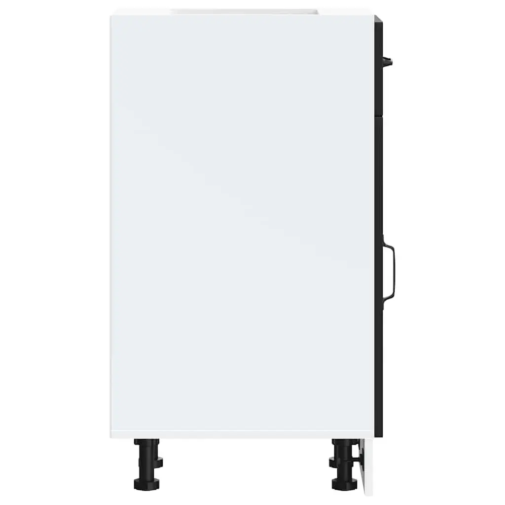 Kitchen Cabinet Adjustable Feet Black Engineered Wood Storage Cupboard