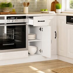 High Gloss White Engineered Wood Kitchen Base Cabinet