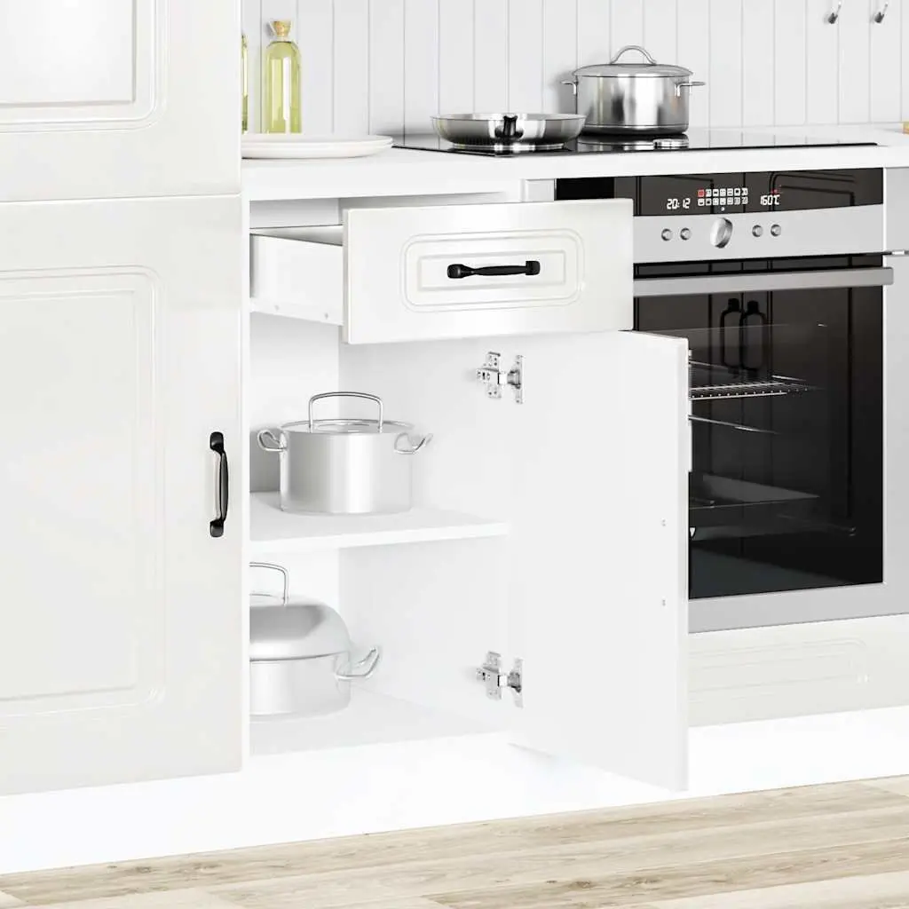 Kitchen Base Cabinet High Gloss White Engineered Wood Storage Cupboard