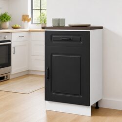 Black Kitchen Base Cabinet with Adjustable Storage Solutions