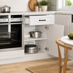 High Gloss White Engineered Wood Kitchen Base Cabinet
