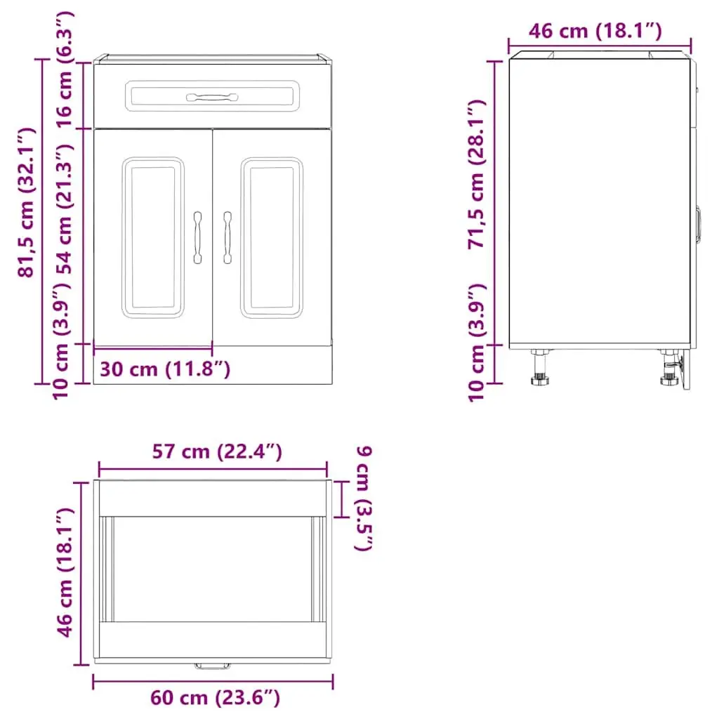 Kitchen Cabinet Adjustable Feet White Engineered Wood Storage Cupboard