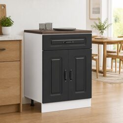 Adjustable Feet Black Engineered Wood Kitchen Base Cabinet