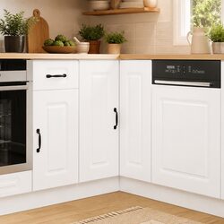 Engineered Wood Corner Base Cabinet in White High Gloss
