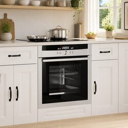 Oven Cabinet in White Engineered Wood with Adjustable Feet