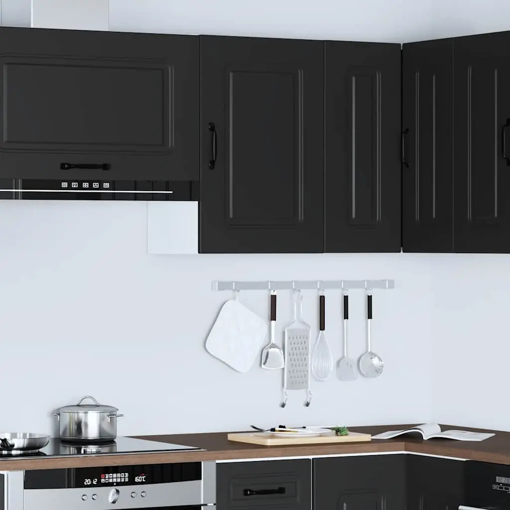 Kitchen Cabinet Black Engineered Wood Storage Unit