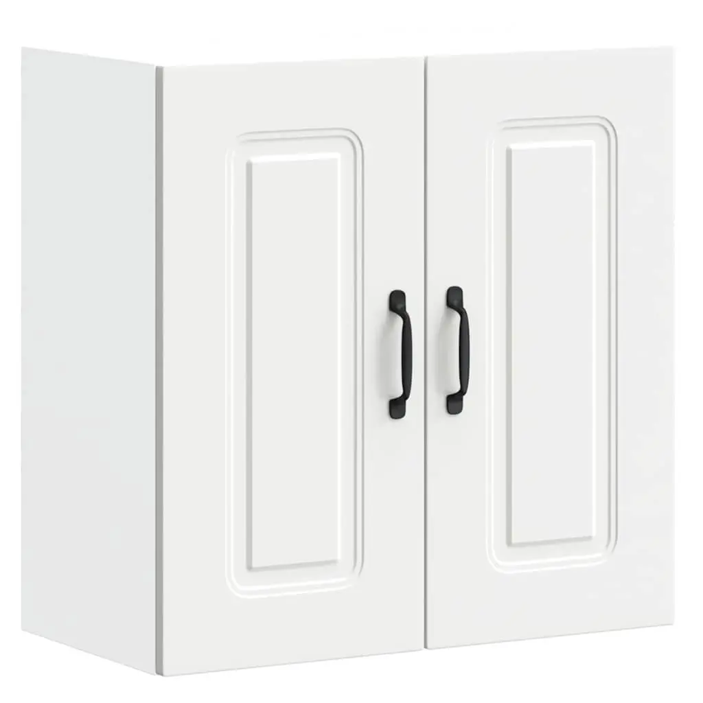 White Kitchen Cabinet Storage Organizer Engineered Wood Wall Unit with Doors