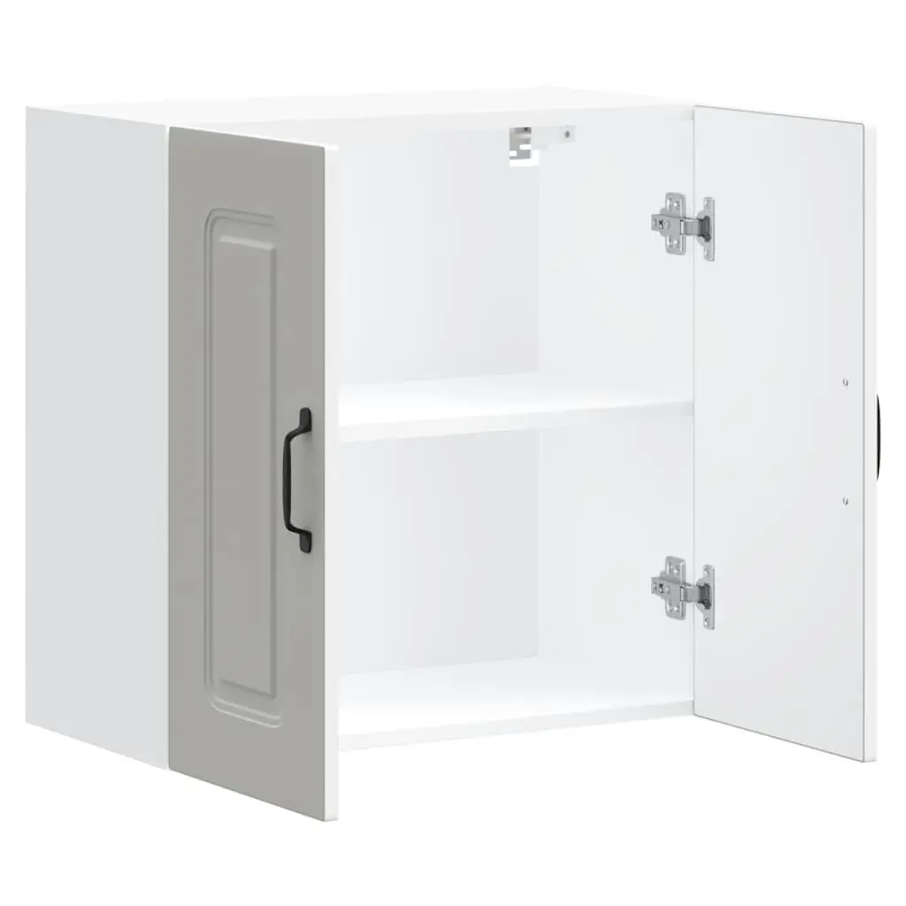 White Kitchen Cabinet Storage Organizer Engineered Wood Wall Unit with Doors