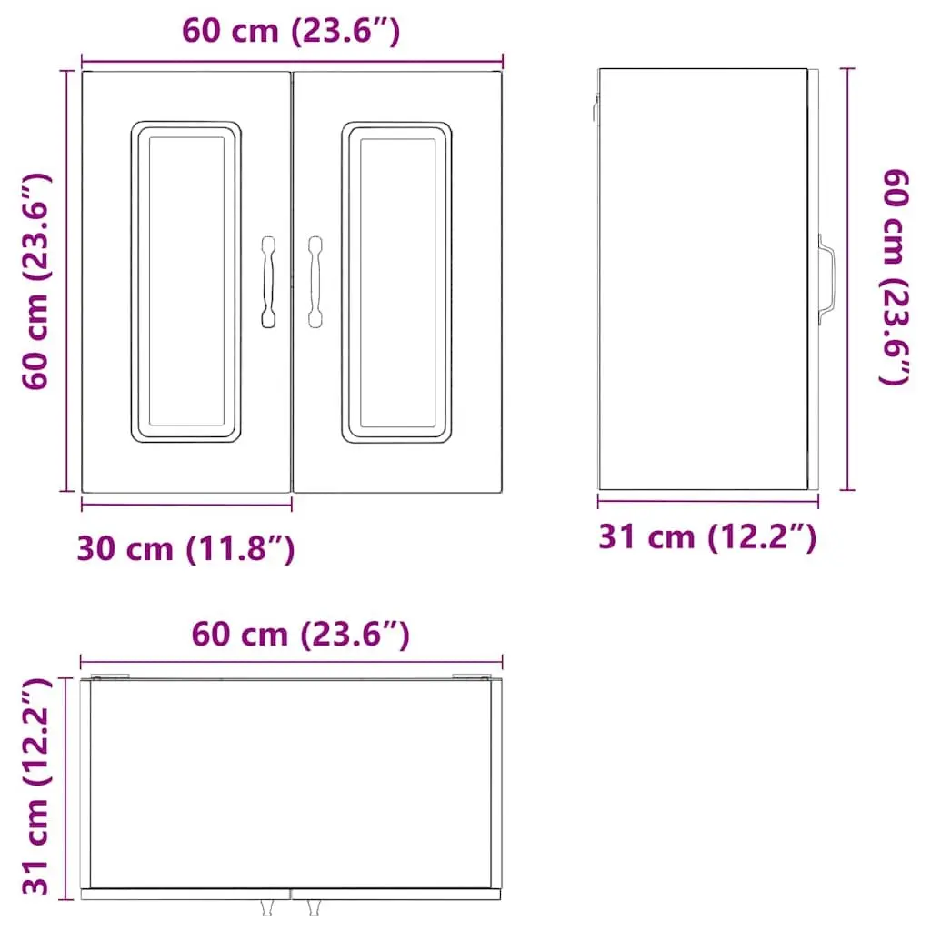 White Kitchen Cabinet Storage Organizer Engineered Wood Wall Unit with Doors