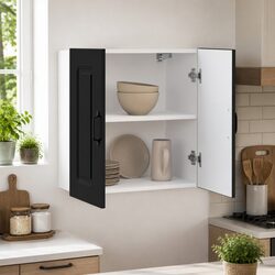 Engineered Wood Black Wall Cabinet for Kitchen Storage