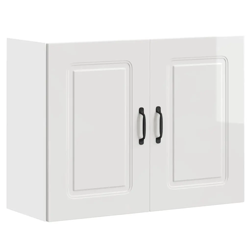 High Gloss White Engineered Wood Kitchen Storage Cabinet Wall Mounted Doors
