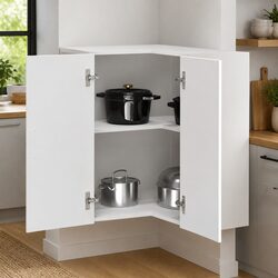 Wall-Mounted White Corner Cabinet for Kitchen Storage