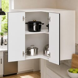 Wall-Mounted Kitchen Corner Cabinet Black Engineered Wood