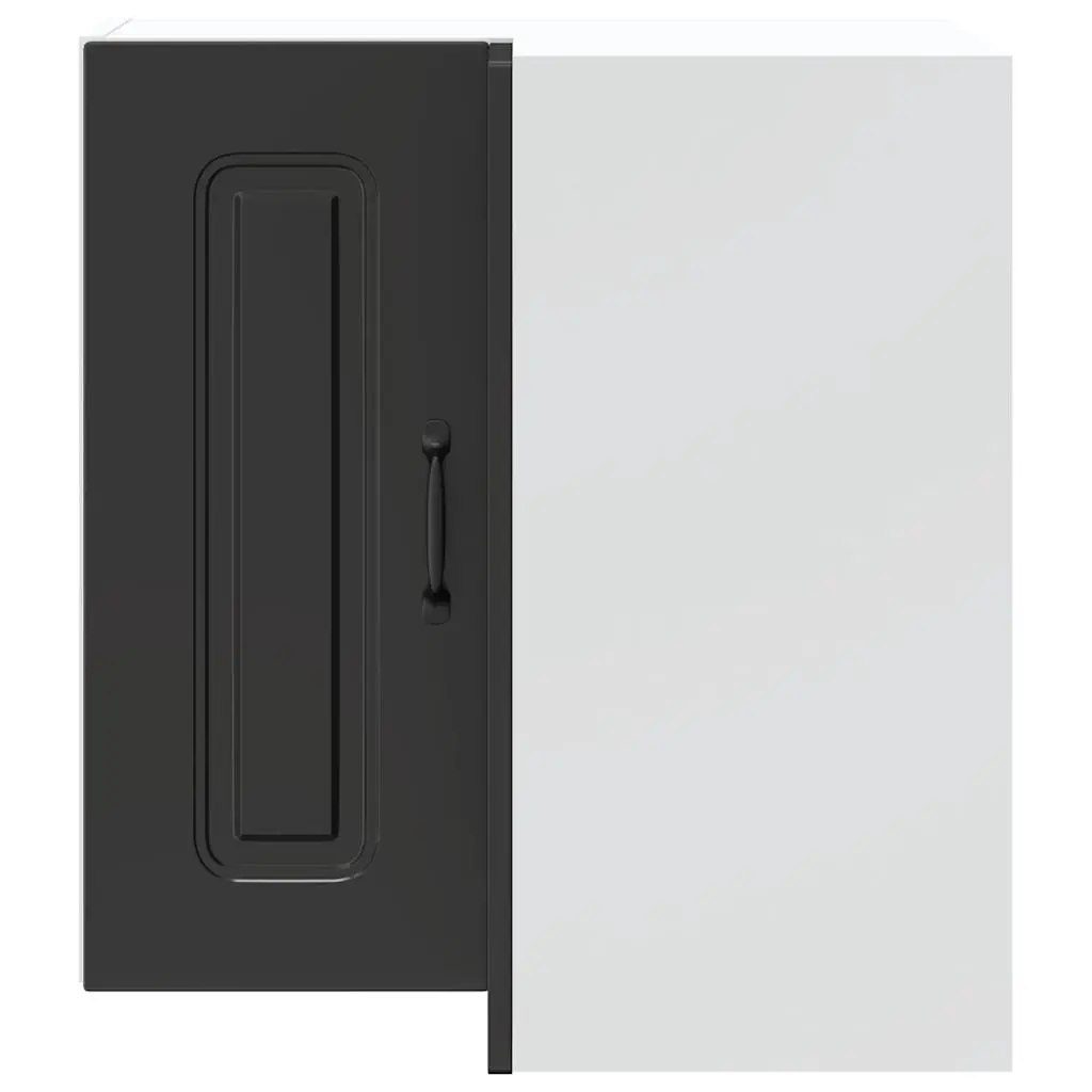 Kitchen Corner Cabinet Wall-Mounted Storage Organizer Engineered Wood Black
