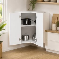 Wall-Mounted High Gloss Corner Cabinet in White