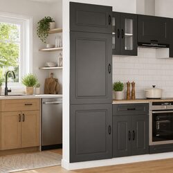 Engineered Wood Black Kitchen Cupboard with Doors
