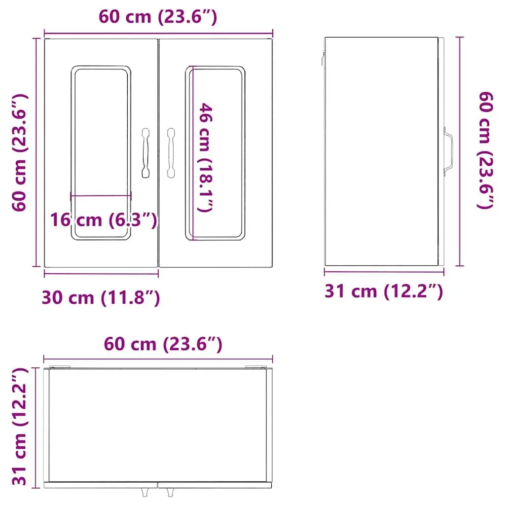 Wall Mounted Kitchen Cabinet Organiser White Engineered Wood Glass Door Space Saving Storage Unit