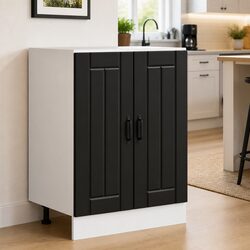 Sink Base Cabinet - Black Engineered Wood for Storage