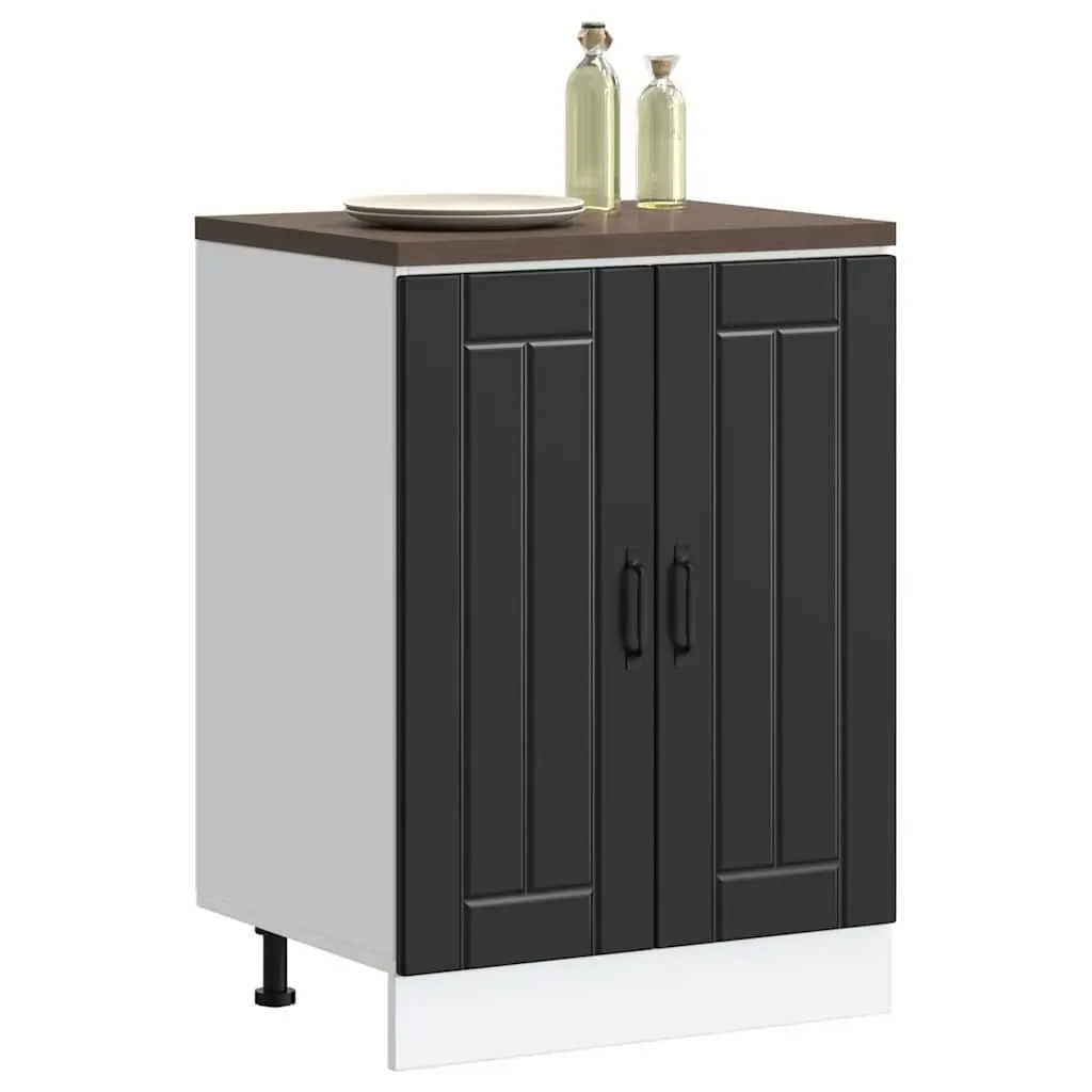 Sink Base Cabinet Engineered Wood Kitchen Storage Cupboard Black