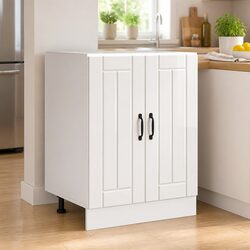 Engineered Wood Kitchen Sink Base Cabinet, White Gloss