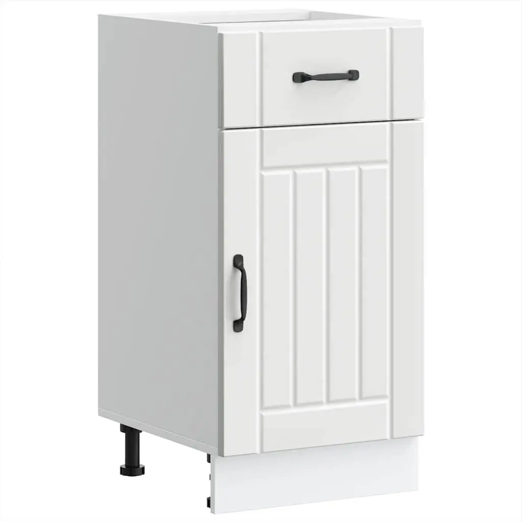Kitchen Base Cabinet Adjustable Feet White Engineered Wood Storage Unit