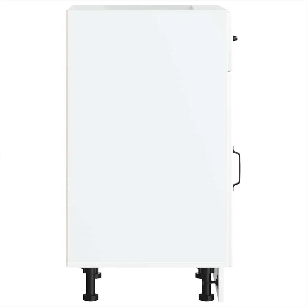 Kitchen Base Cabinet Adjustable Feet White Engineered Wood Storage Unit