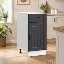 Engineered Wood Kitchen Base Cabinet in Black with Adjustable Feet