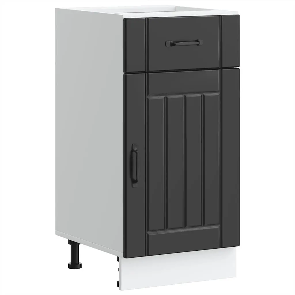 Kitchen Base Cabinet Adjustable Feet Black Engineered Wood Storage Unit
