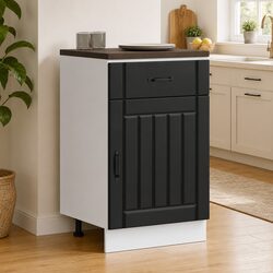 Engineered Wood Black Kitchen Base Cabinet with Doors