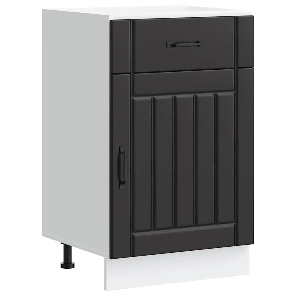 Kitchen Base Cabinet Engineered Wood Storage Cupboard Black