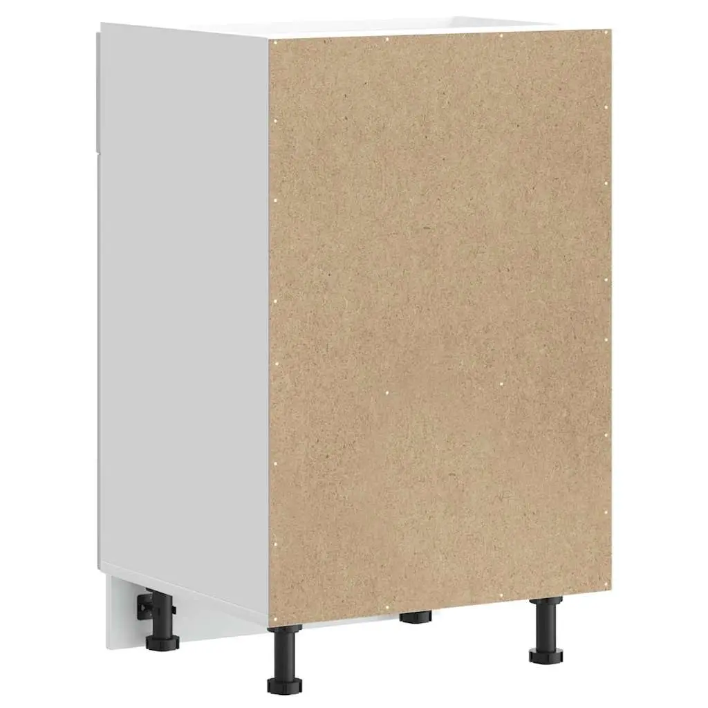 Kitchen Sink Base Unit High Gloss White Engineered Wood Storage Cabinet with Concealing Doors