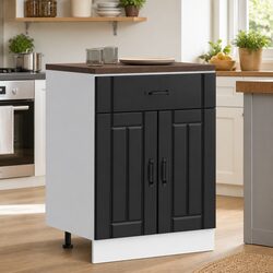 Adjustable Feet Black Engineered Wood Kitchen Base Cabinet