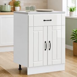 Engineered Wood Sink Base Cabinet in High Gloss White