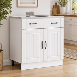 Engineered Wood White Kitchen Base Cabinet Unit