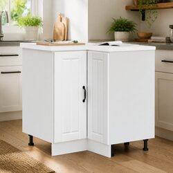 Engineered Wood Kitchen Corner Base Cabinet in White