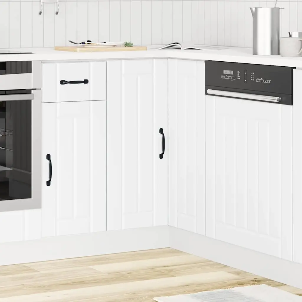 Kitchen Corner Base Cabinet Adjustable Feet White Engineered Wood