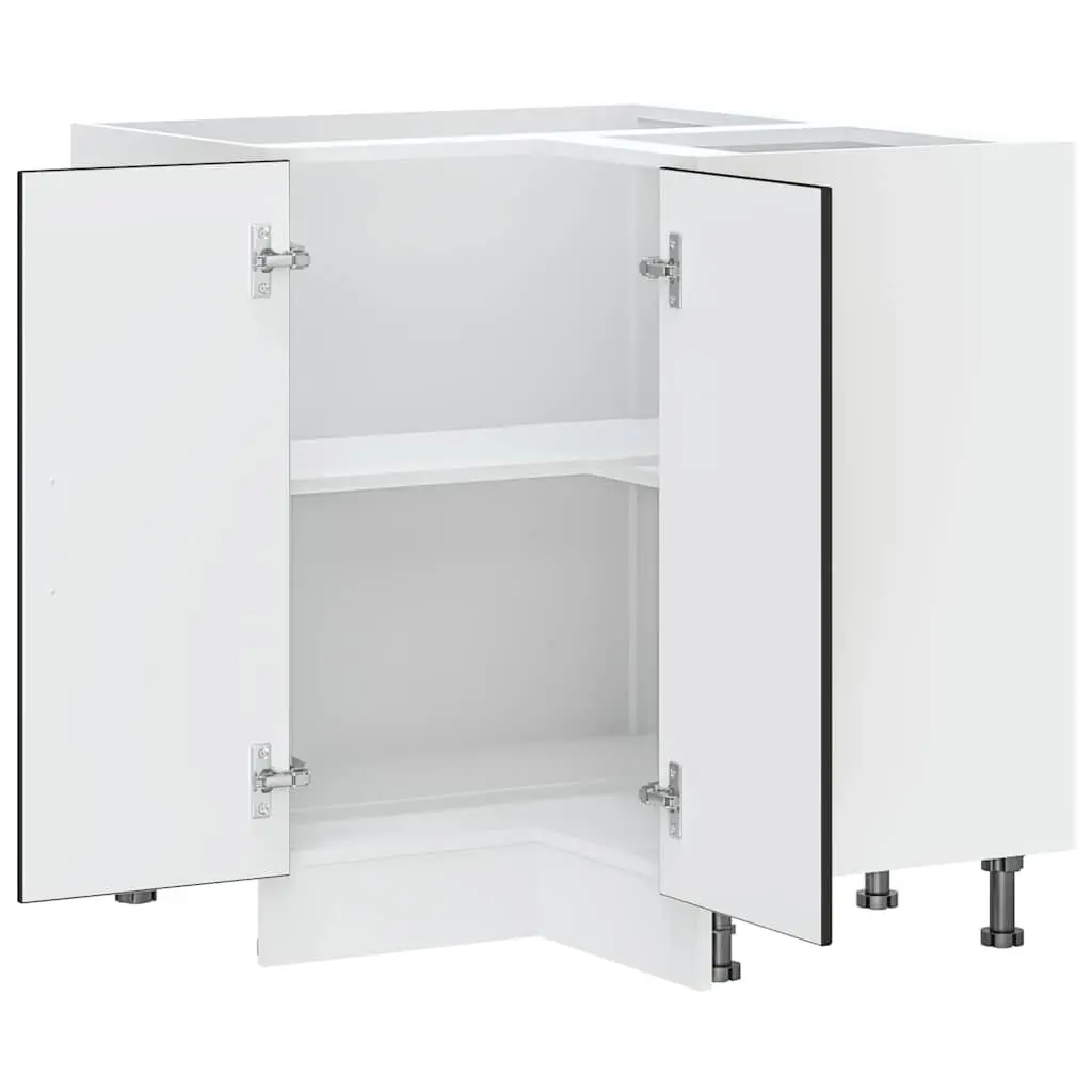 Kitchen Cabinet Black Engineered Wood Corner Base Unit Adjustable Feet Storage