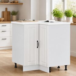 Engineered Wood Kitchen Corner Base Cabinet in White