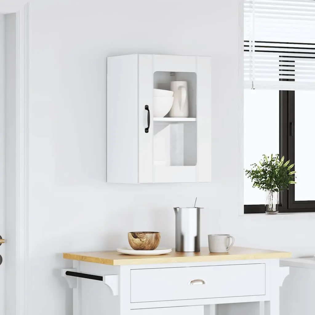 Wall-Mounted Storage Cupboard White Glass Door Kitchen Cabinet Optimised Space