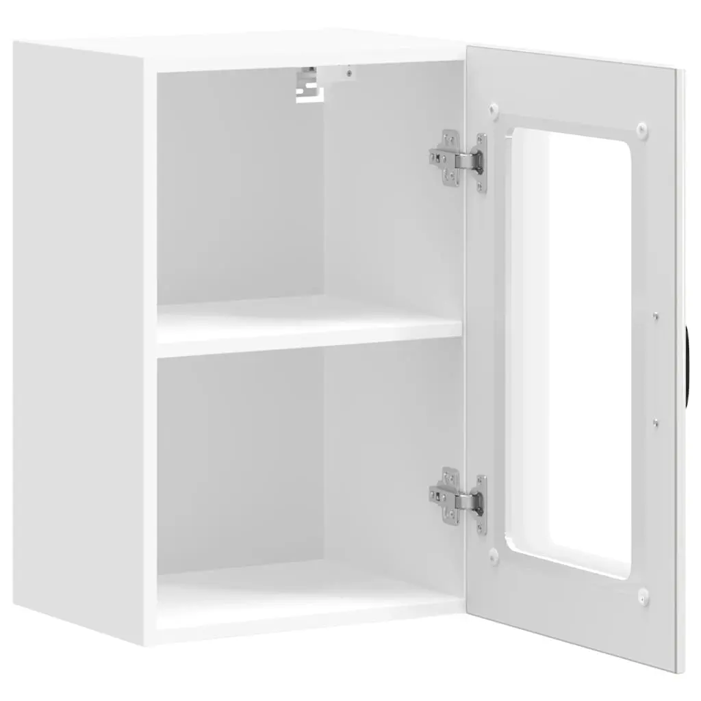 Kitchen Cabinet Wall Mounted Storage White High Gloss Glass Door