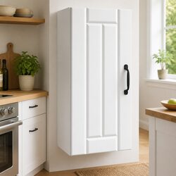 Wall-Mounted Kitchen Cabinet with Glass Door in White