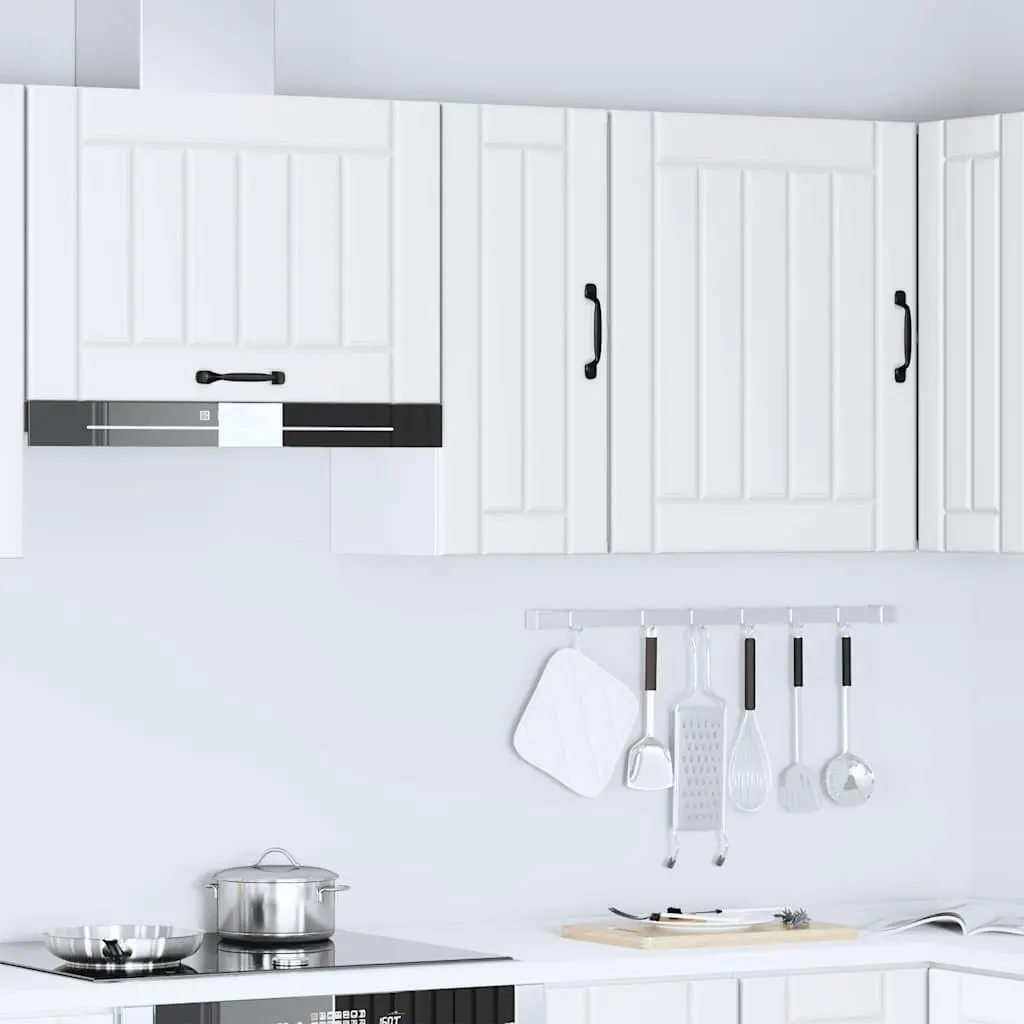 Kitchen Cabinet Wall-Mounted Storage White Engineered Wood Glass Door