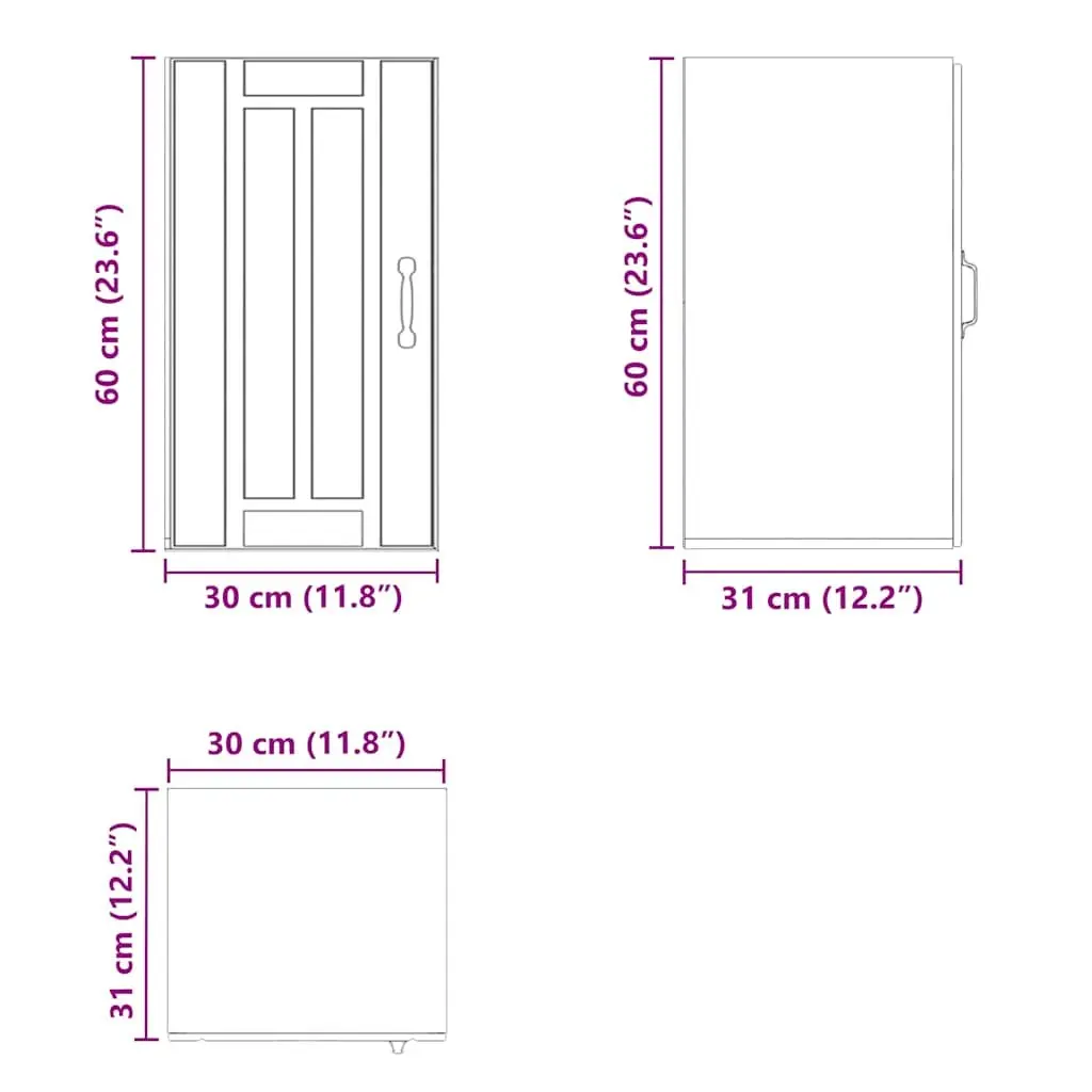 Kitchen Cabinet Wall-Mounted Engineered Wood Storage Black Glass Door
