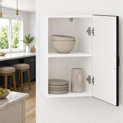 Engineered Wood Kitchen Wall Cabinet, Black Finish