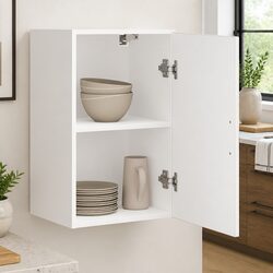 Kitchen Wall Cabinet with Glass Door in White Engineered Wood