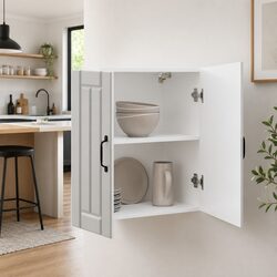 Wall-Mounted White Engineered Wood Kitchen Cabinet
