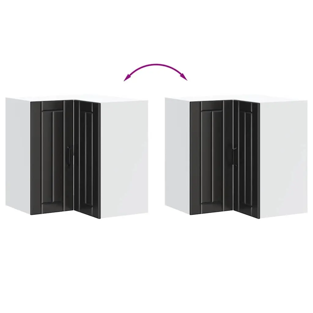 Kitchen Corner Cabinet Wall-Mounted Engineered Wood Storage Black
