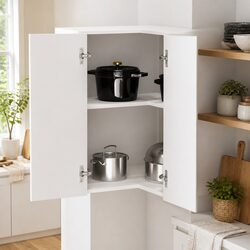 White High Gloss Engineered Wood Wall Corner Cabinet